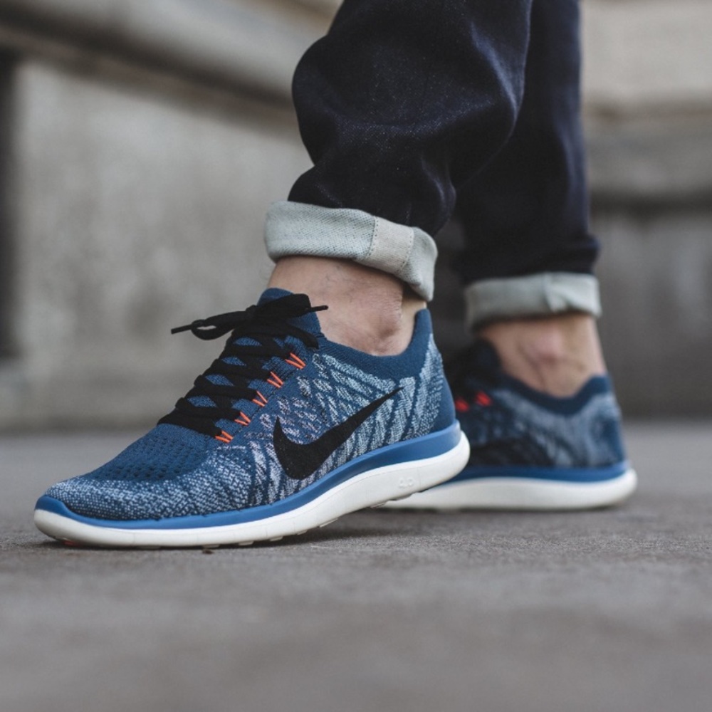 Nike Free 4.0 Flyknit Running Shoes Men's Size 10 / Women's 11 / Squadron Blue